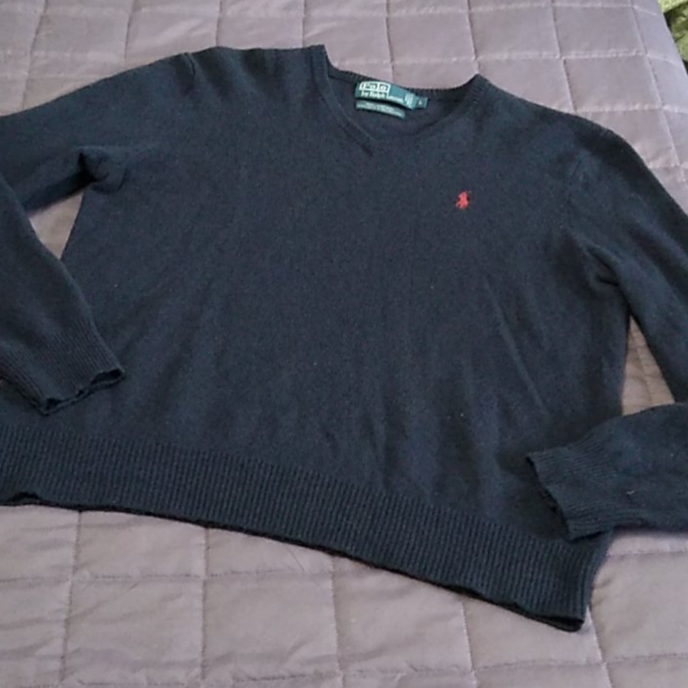 Polo by Ralph Lauren Navy Wool V-Neck Sweater L